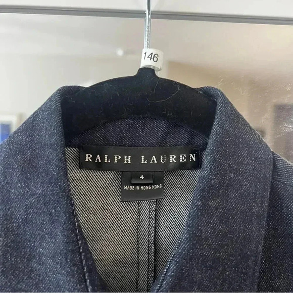 146 Ralph Lauren Black Label Denim Full Zip Collar Dress Size 4 - Picture 2 of 6